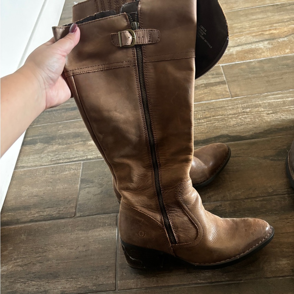 Born Tan Leather Heeled Boots